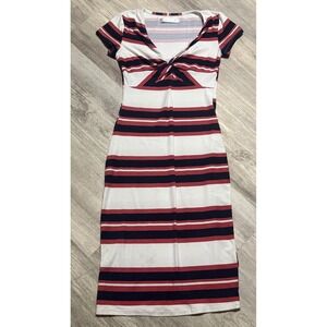 No Boundaries Women's S/CH 3-5 Striped‎ Twist Front Midi Dress